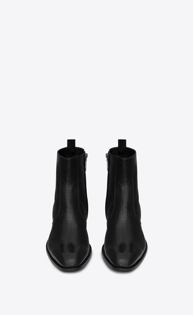 WYATT 40 Stiefelette aus schwarzem Metallic-Leder mit Knitteroptik